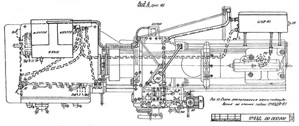 Схема рамещения електроустаткування токарно-гвинторізного верстата 1М63Д Схема рамещения електроустаткування токарно-гвинторізного верстата 1М63Д